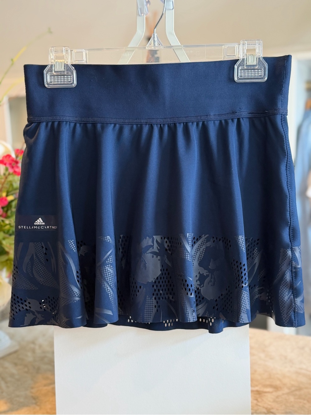 Stella McCartney Navy Laser-Cut Floral Mini Skirt